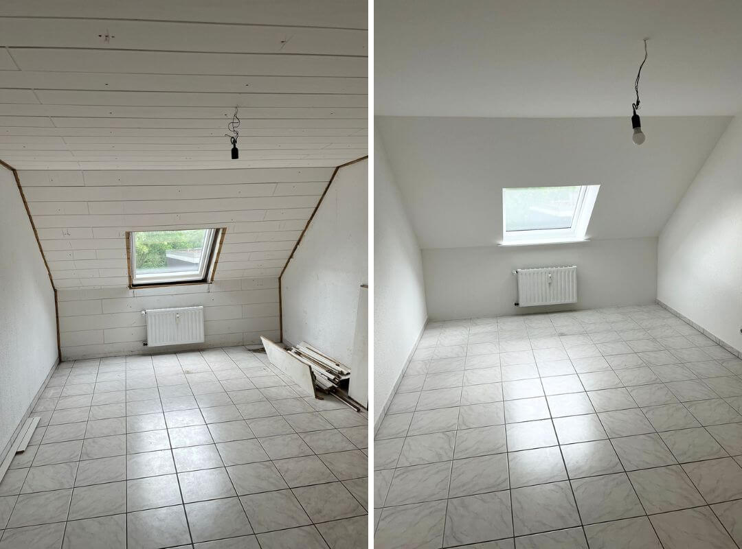 Vorher Nachher Bild einer Renovierung in Duisburg Fahrn